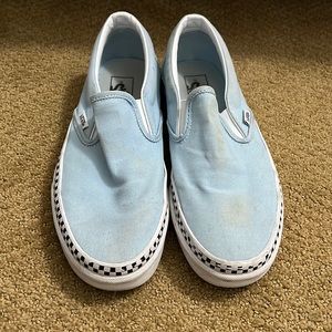Womens blue and checkered slip in vans size 10